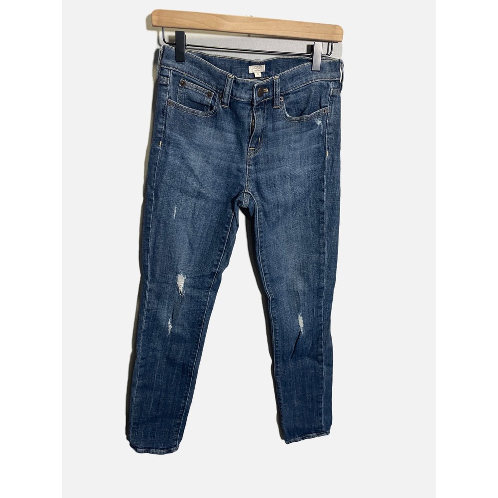 J.Crew Straight Jeans Women 25 Blue Distressed Skinny Denim Casual Everyday